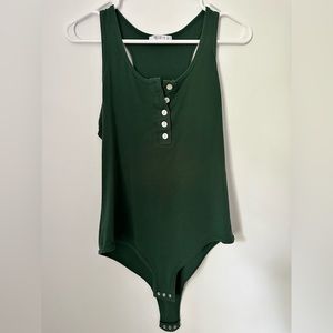 Emerald Green 💚 Button Down Tank Bodysuit